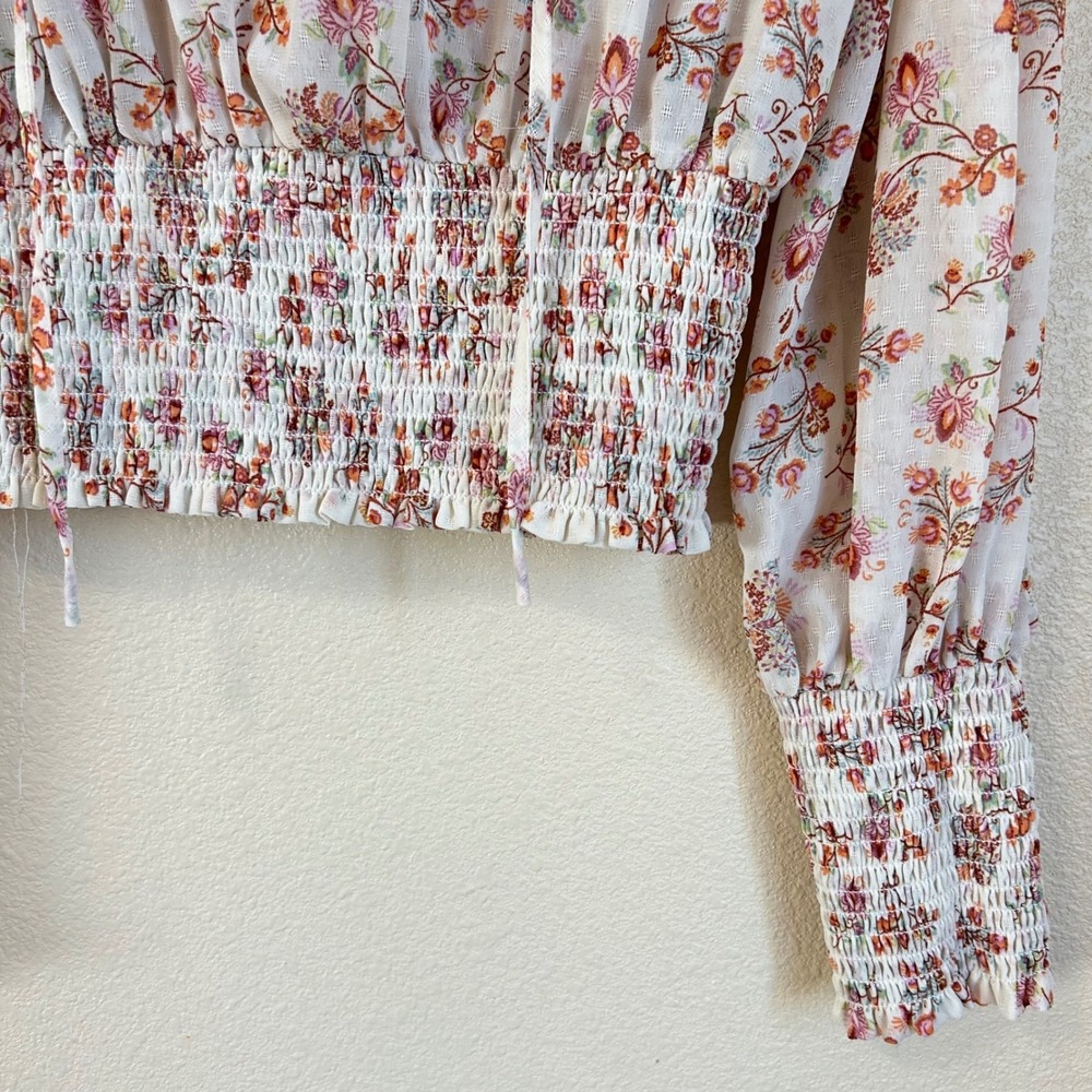 Y2K Forever 21 Medium Ruffle Shirt Regency Boho Cottage Ditsy Floral Prairie - Picture 6 of 9